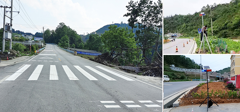 关岭公路管理段、紫云公路管理段为当地小学附近增设振动减速标线、减速让行线和人行横道标线，设立安全警示标牌，安装警示标牌和爆闪灯.jpg